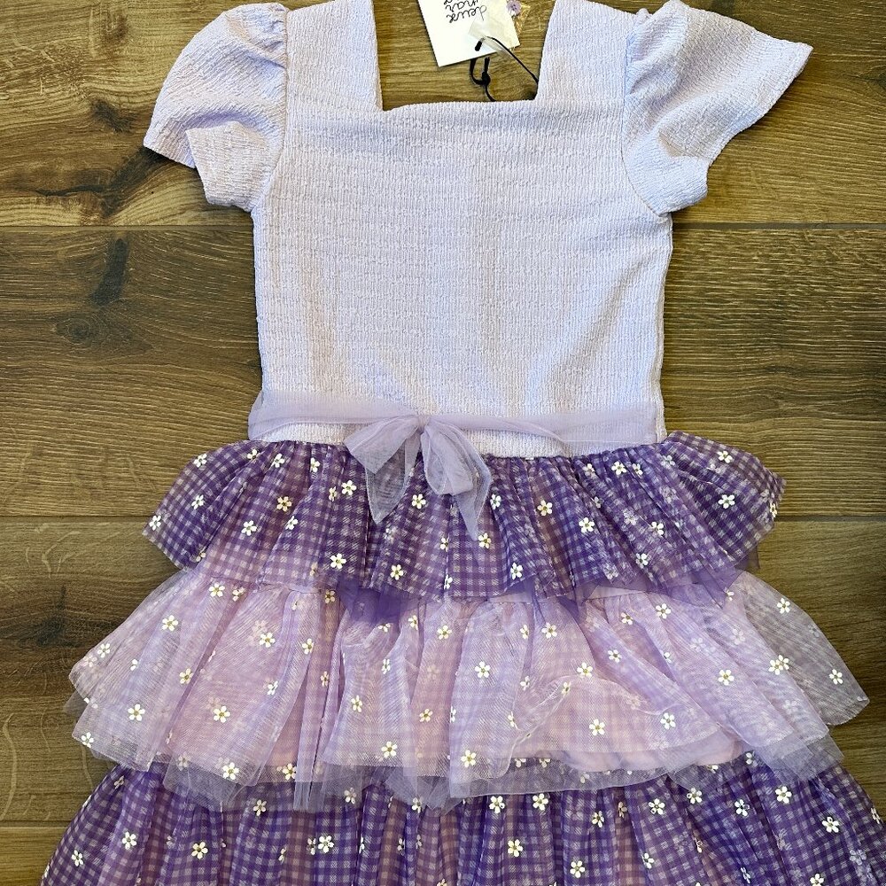 Deux Par Deux Purple Printed Mesh Dress